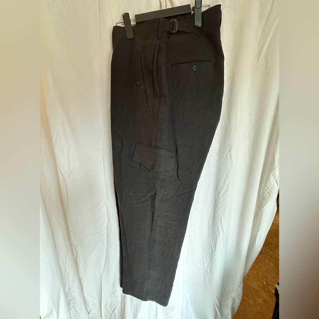 Y's By Yohji Yamamoto Black Cargo Tapered Pants